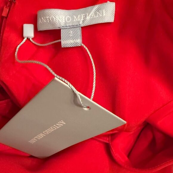 NWT Antonio MelaniElena Crepe Square Neck
Long Ruched Sleeve Midi Dress-PP14 - Picture 6 of 7